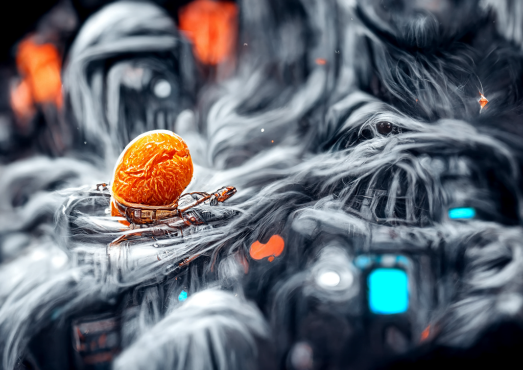 a mandarin orange in space star wars by dan mumford trending on artstation in a galaxy far away [Disco Diffusion v5] 1036315548