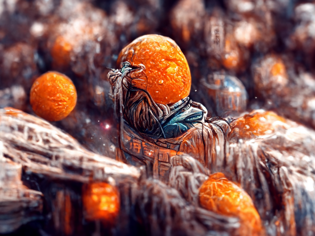 a mandarin orange in space star wars by dan mumford trending on artstation in a galaxy far away [Disco Diffusion v5] 1311263864