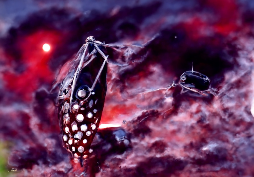 an ancient cybernetic spacecraft in a serene field with a dark sky filled with galaxies and stars by Wayne Barlowe trending on artstation [Disco Diffusion v5] 1633300430