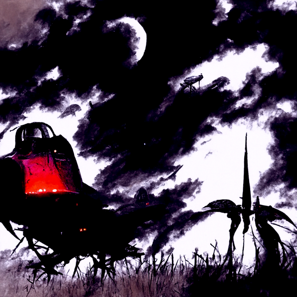 an ancient spacecraft in a dark serene field by Wayne Barlowe trending on artstation [Disco Diffusion v5] 952680238