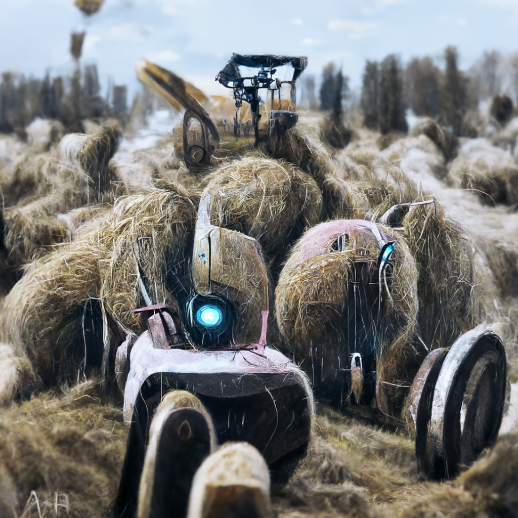robotic machines farming a field of hay by alfred kubin and alena aenami trending on artstation [Disco Diffusion v5] 475673168