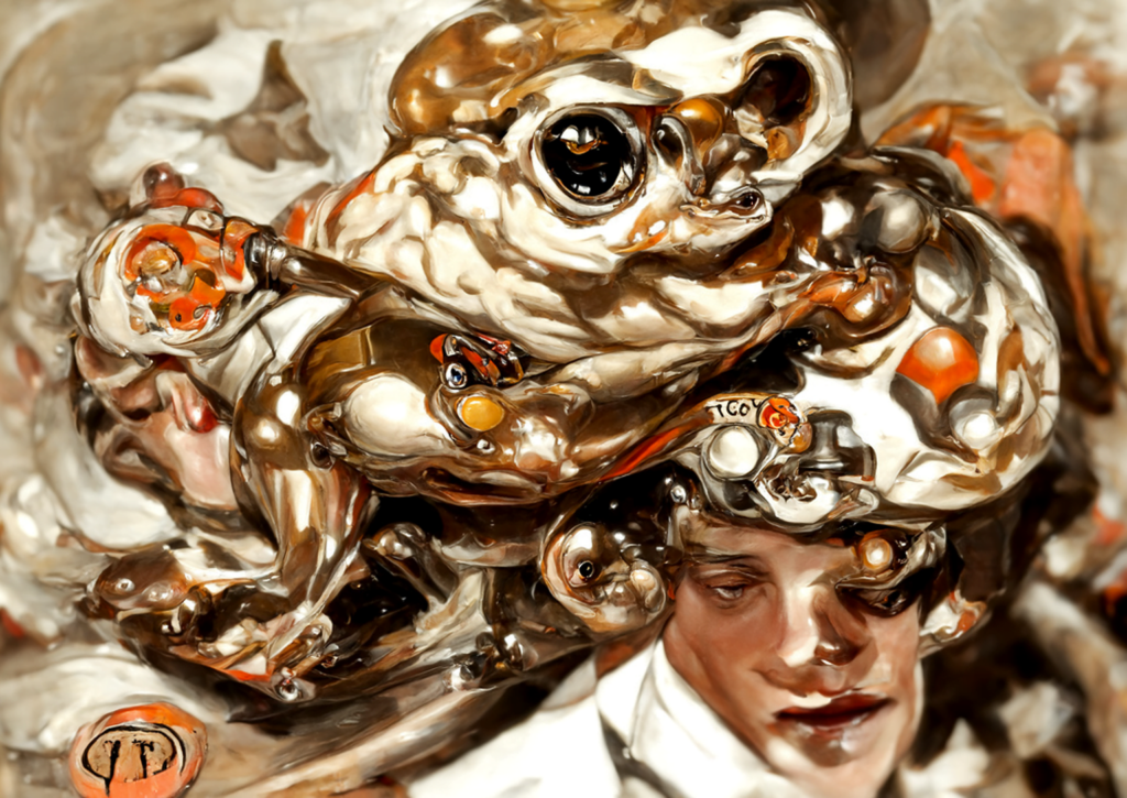 supercharged macroscopic organo-psychedelia. cartoon toad by JC Leyendecker [Disco Diffusion v5] 614436030