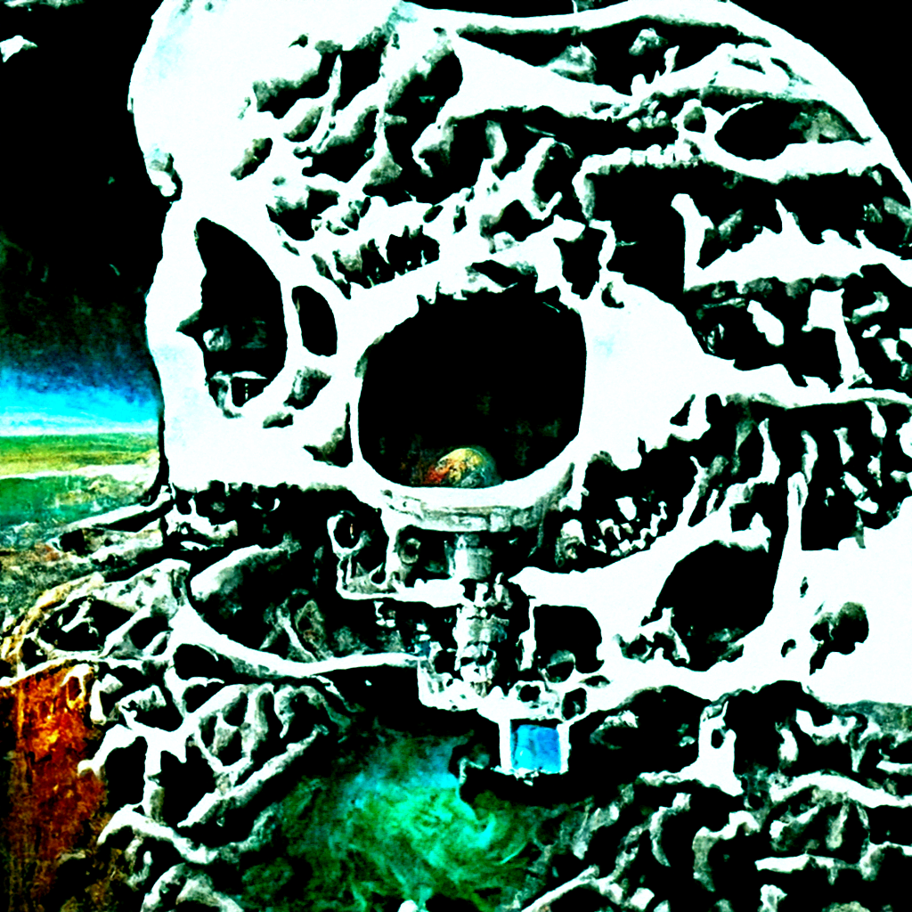 the mechanical skull viewed from space vibrant by Zdzisław Beksiński [Disco Diffusion v5] 1301633915