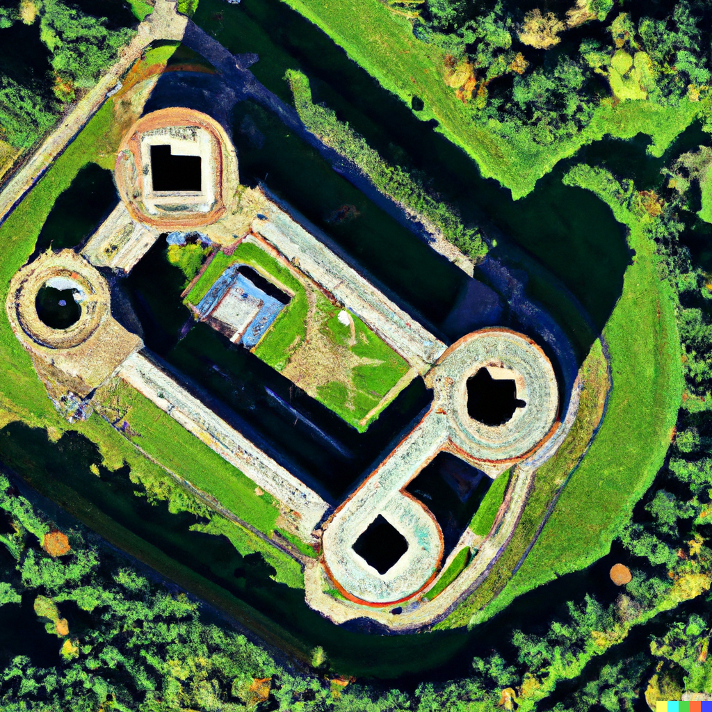 DALL·E 2022-07-14 23.01.02 – satellite imagery of a medieval castle